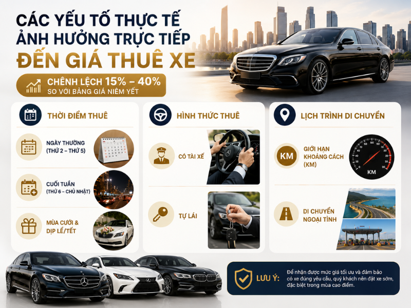 Giá thuê xe hạng sang TPHCM bị ảnh hưởng bởi nhiều yếu tố